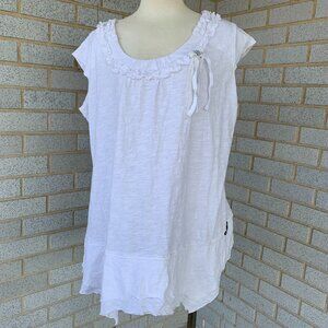 TAILLISSIME LA REDOUTE CREATION WHITE COTTON TUNIC TOP PLUS SIZE XXL